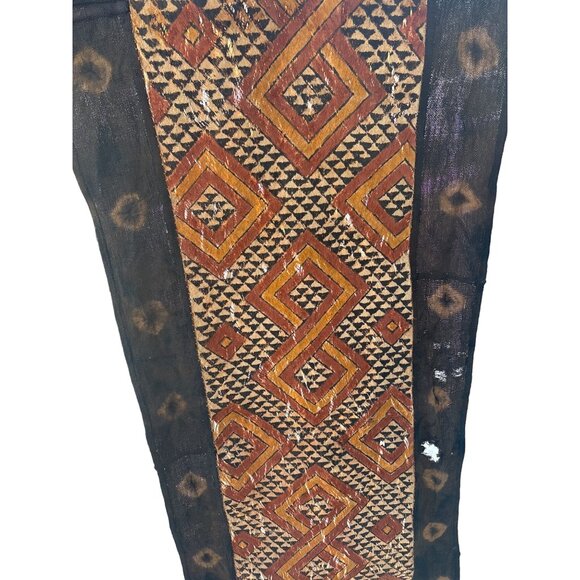 Vintage African Kuba Cloth Tapestry Wall Hanging With Geometric Patterns - Picture 14 of 16
